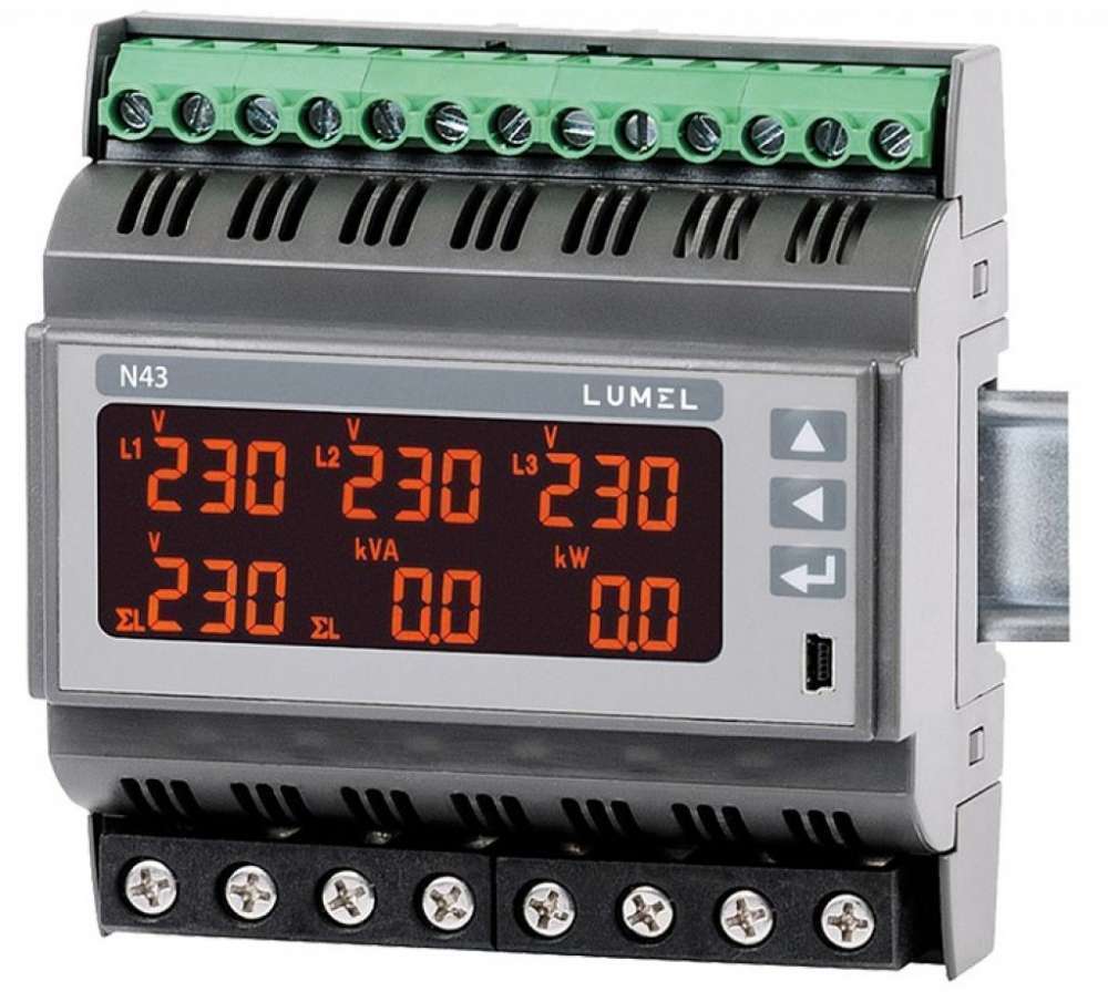 LUMEL LCD Digital 3Phase Power Monitoring Network Meter Rail Mounted