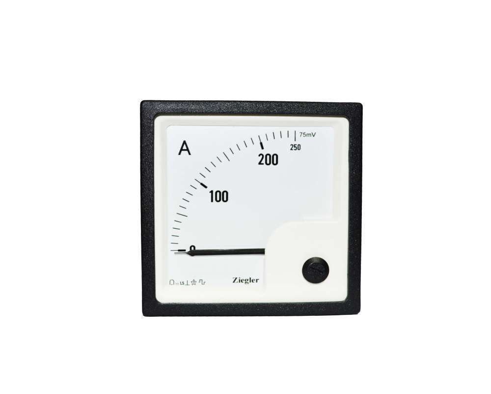 ZIEGLER ANALOGUE MOVING COIL DC AMMETER, 72x72mm, I/P075mV ,250A/75mV