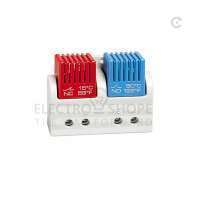 STEGO, PRE-SET DUAL THERMOSTAT, FTD 011, DIN RAIL MOUNT, ONE NC CONTACT SWITCH OFF/ON TEMP. 15/5 DegC, ONE NO CONTACT SWITCH ON/OFF TEMP. 35/25 DegC, 250V/120V AC, IP 20, 01163.0-02