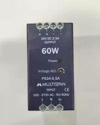 MULTISPAN, POWER SUPPLY, DIN RAIL MOUNT, 60W, VOLTAGE I/P: 100-270V AC, 50/60Hz, VOLTAGE O/P: 24V DC, 2.5A, PS24-2.5A, PS24-2.5A-0P