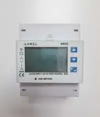 LUMEL, ENERGY METER, 3 PHASE, DIN RAIL MOUNT, DIRECT CONNECTED 100A, VOLTAGE I/P: 400V L-L, SELF POWERED, WITH RS485, 2 PULSE OUTPUTS, 2 DIGITAL INPUTS, OLD NMID30-2, NR33 M0