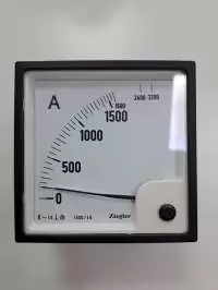 ZIEGLER, ANALOG AMMETER, 96x96mm, 1600/1A, x2, 3200A, CL 1.5, 90 DEG, EQ96_1600/1A