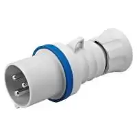 GEWISS, STRAIGHT PLUG, 32A, COLOR BLUE, 2P+E, IP DEGREE: IP44/IP54, RATED VOLTAGE: 200-250V, GW60015H