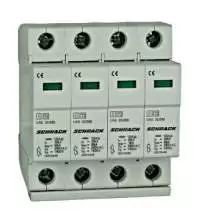 SCHRACK, T2/C-SURGE ARRESTER COMPLETE, 4P, 4X20KA/280V - SERIES UAS, IS010449