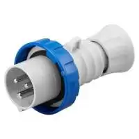 GEWISS, STRAIGHT PLUG, 16A, COLOR: BLUE, 2P+E, IP DEGREE: IP66/IP67/IP68/IP69, RATED VOLTAGE: 200-250V, GW60026H