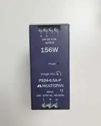 MULTISPAN, POWER SUPPLY, DIN RAIL MOUNT, 156W, VOLTAGE I/P: 100-270V AC, 50/60Hz, VOLTAGE O/P: 24V DC, 6.5A, PS24-6.5A-P, PS24-6.5A-P-00
