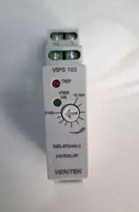 VERITEK, UNDER VOLTAGE RELAY, 1PHASE 2 WIRE, DIN-RAIL MOUNT, 5 TO 15 MIN., SET POINT: -180V AC, SUPPLY VOLTAGE: 230V AC, 50/60 Hz, VIPS-102_1 PHASE