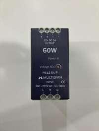 MULTISPAN, POWER SUPPLY, DIN RAIL MOUNT, 60W, VOLTAGE I/P: 100-270V AC, 50/60Hz, VOLTAGE O/P: 12V DC, 5A, PS12-5A-P, PS12-5A-P-00